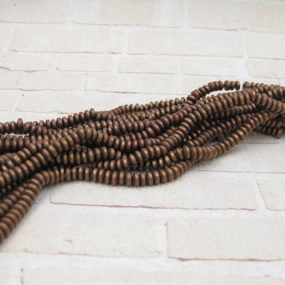 Bronze Hematite Rondelle Beads Full Strand Jewelry Making Supplies - Picture 3 of 5